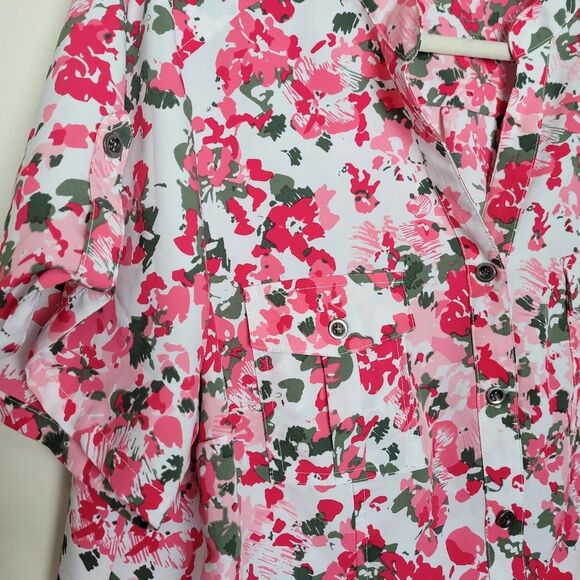 Laura Scott Woman Plus Size Pink Camouflage Safari Shirt 16/18W Expedition Beach - Picture 3 of 6